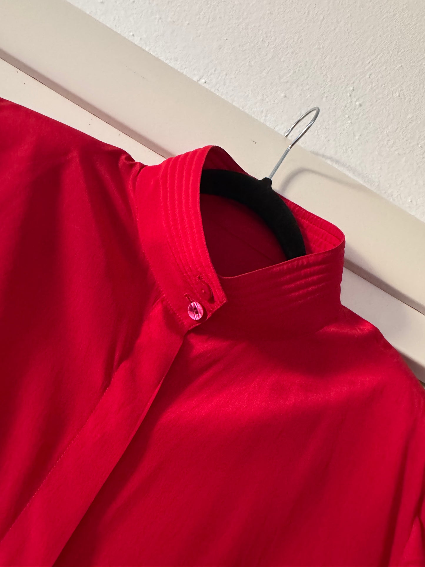 The cutest red silk shirt