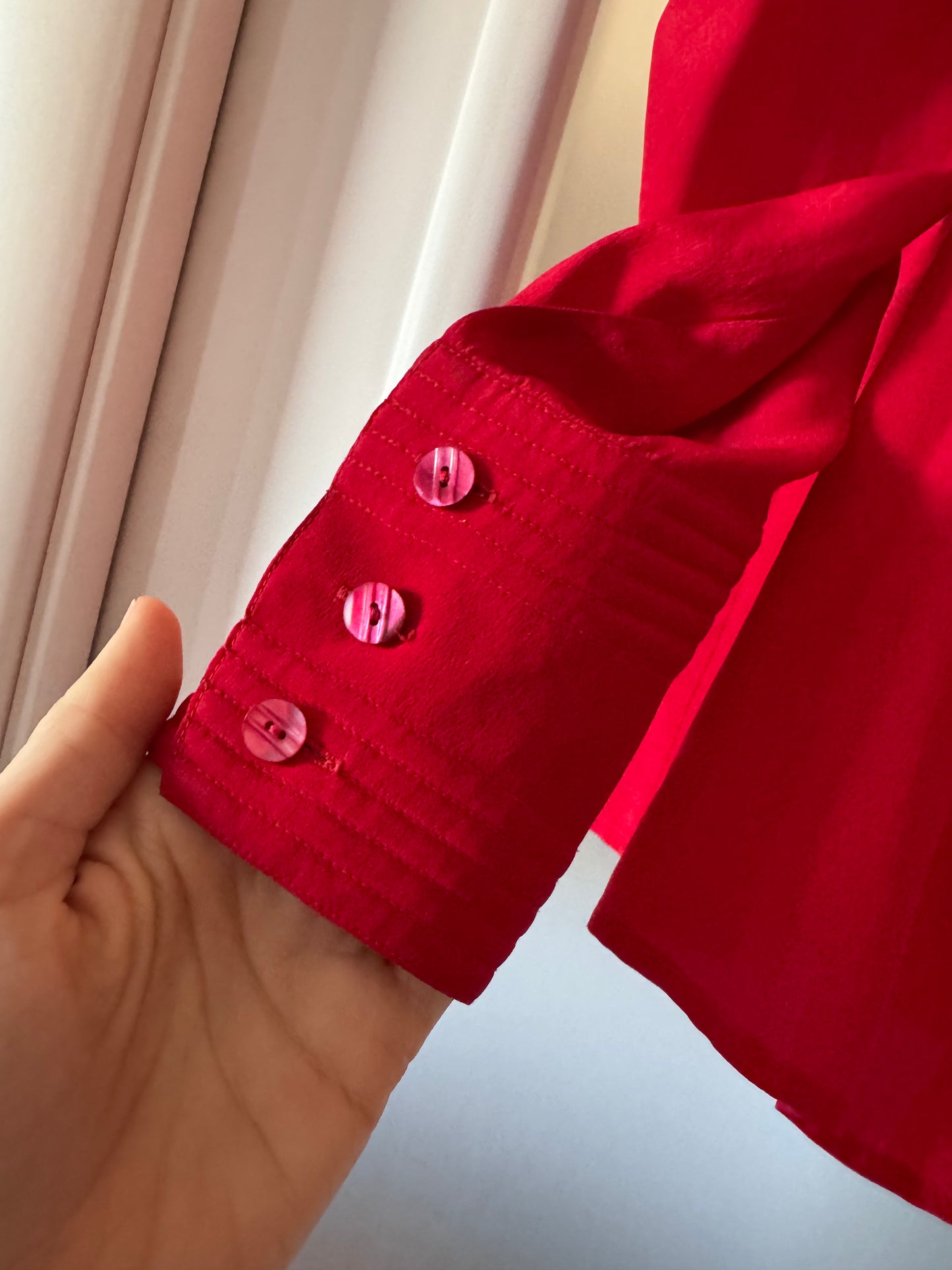 The cutest red silk shirt
