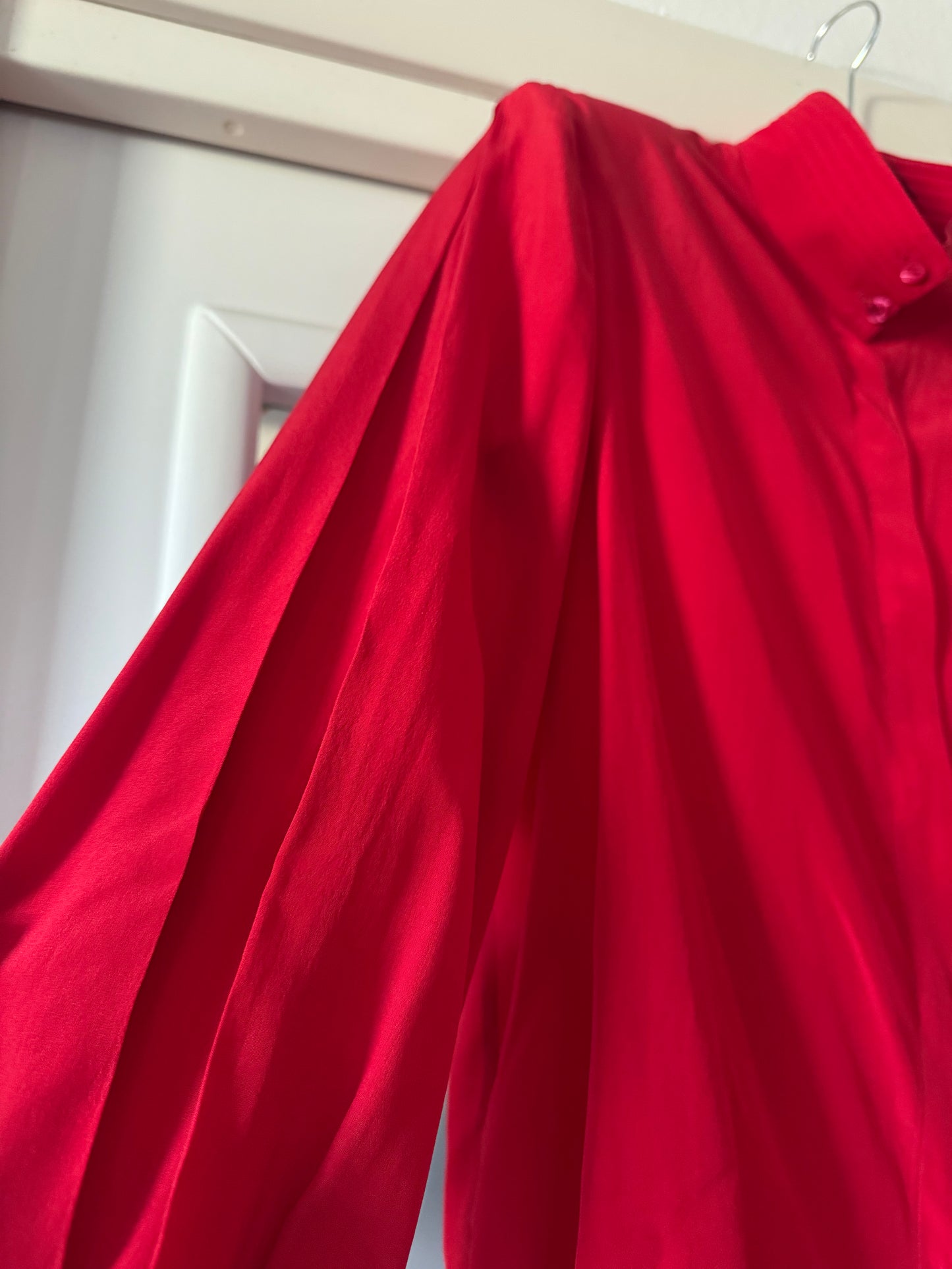 The cutest red silk shirt