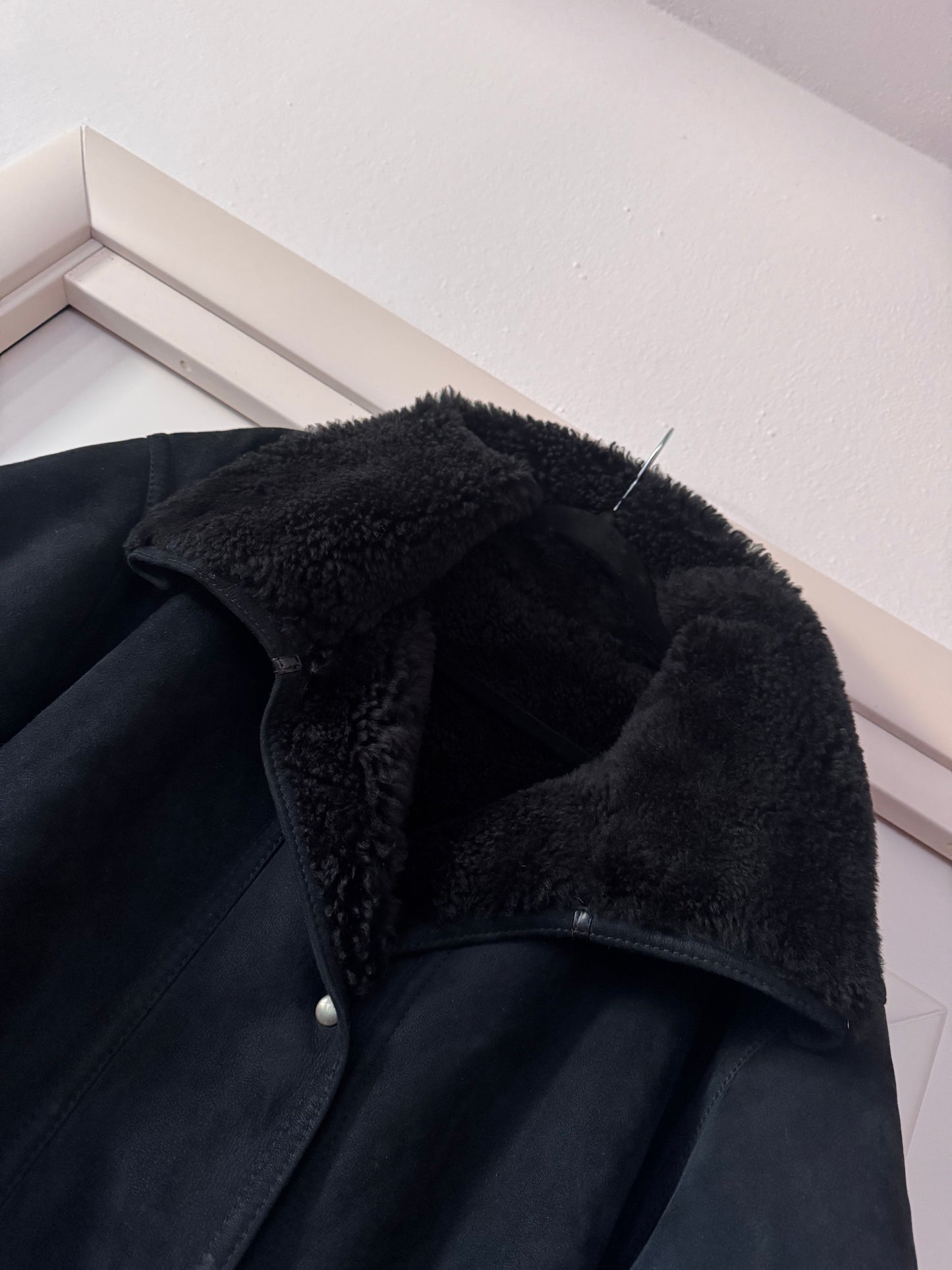 Black bomber shearling
