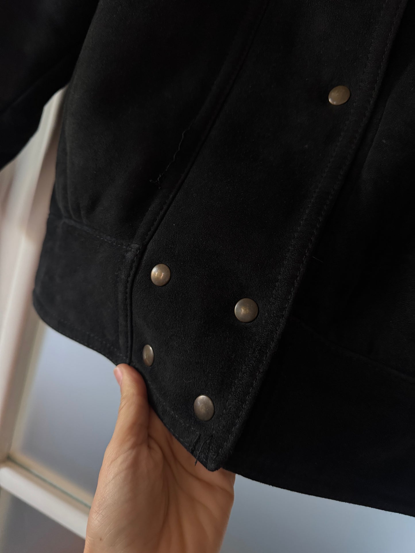 Black bomber shearling