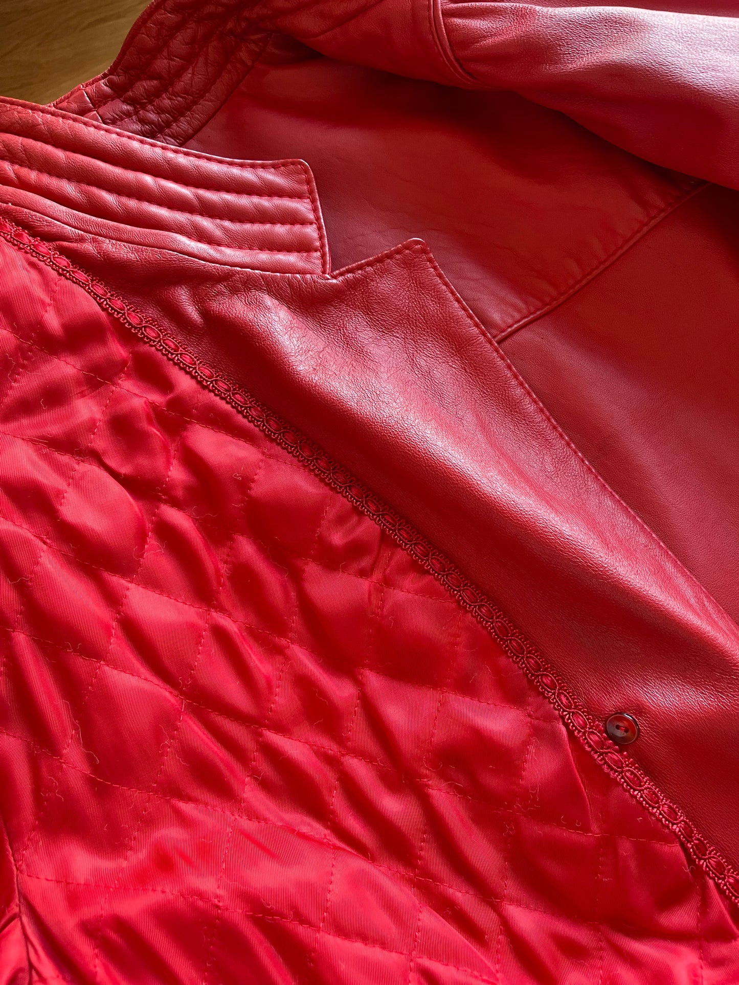 Cherry leather coat
