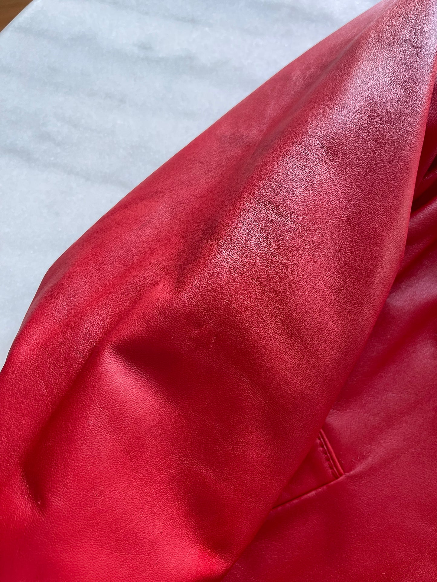 Cherry leather coat