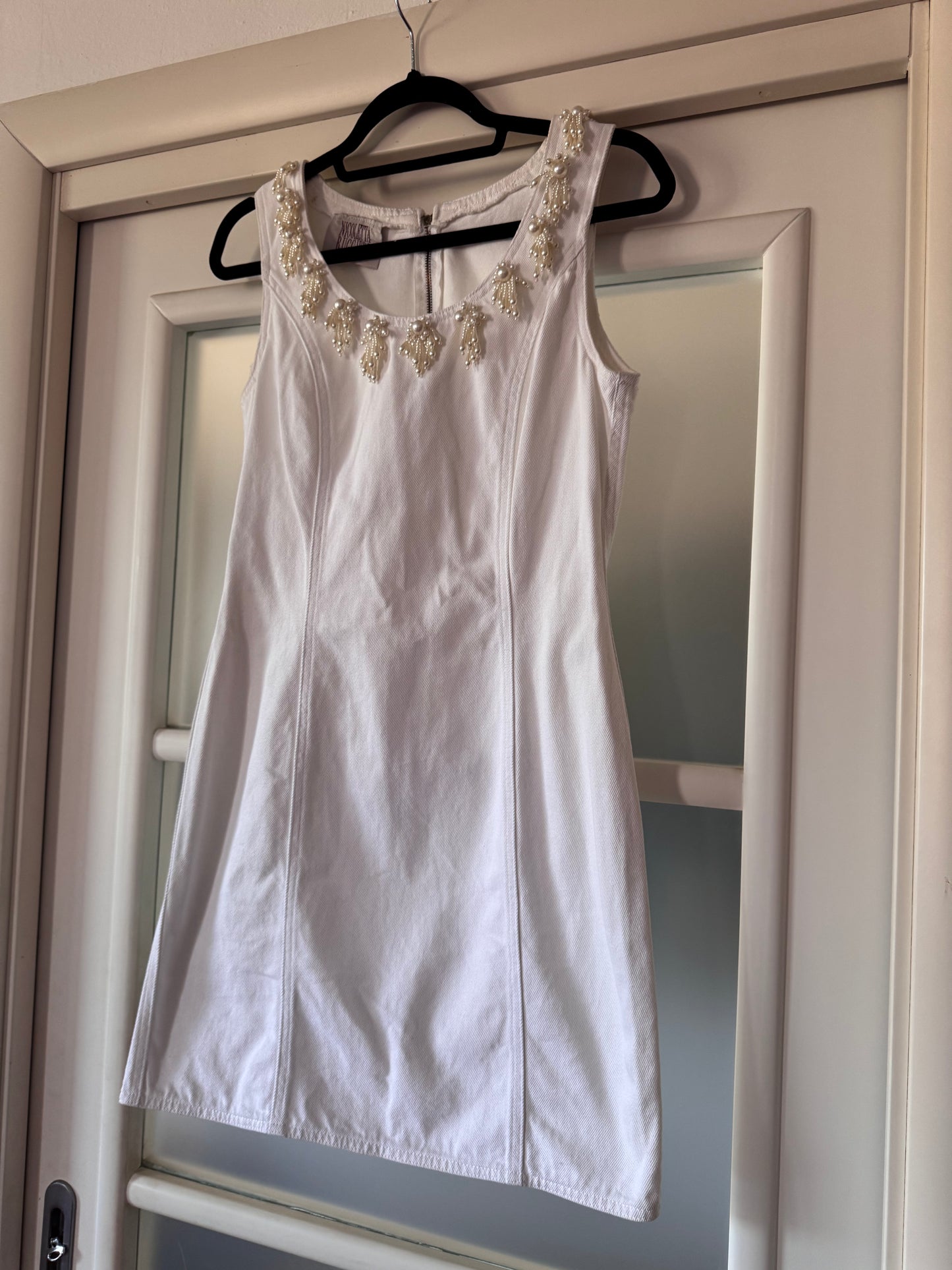 90s White denim precious dress