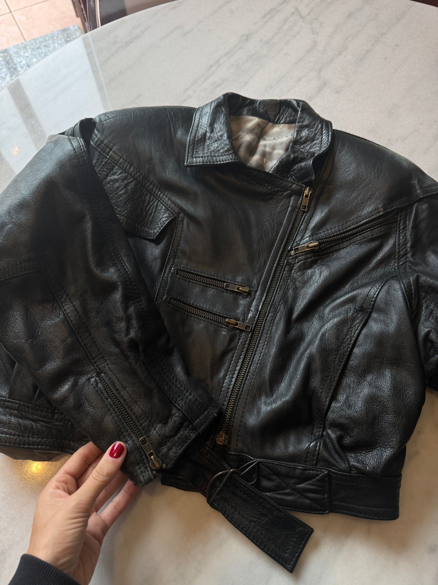 Mini leather chiodo