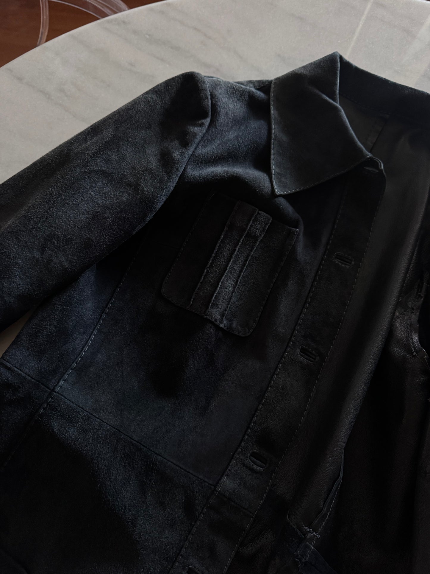 Blue suede shirt/jacket