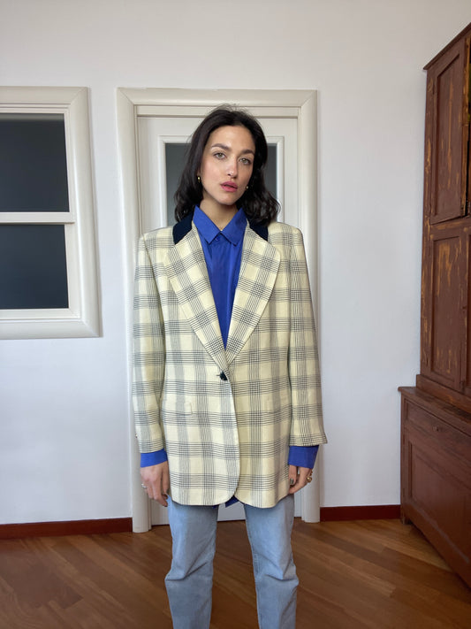 The cream and blue blazer