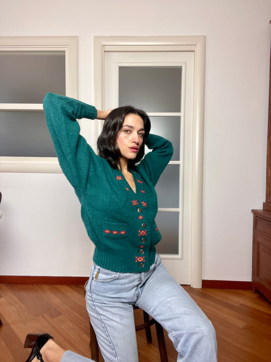 The Shetland wool green cardigan