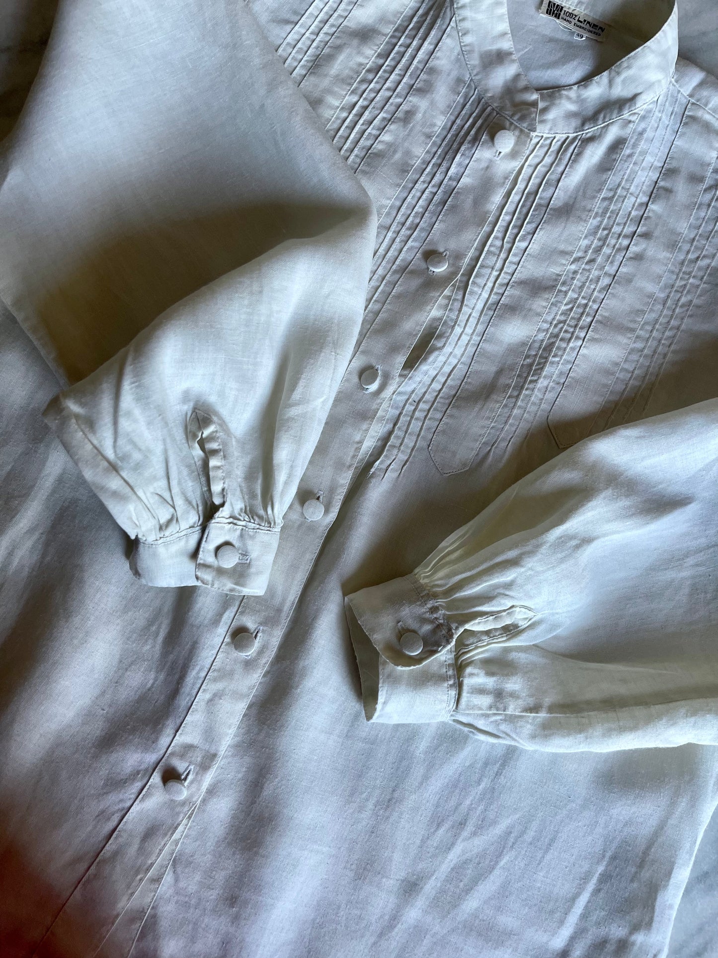 mandarin collar linen shirt