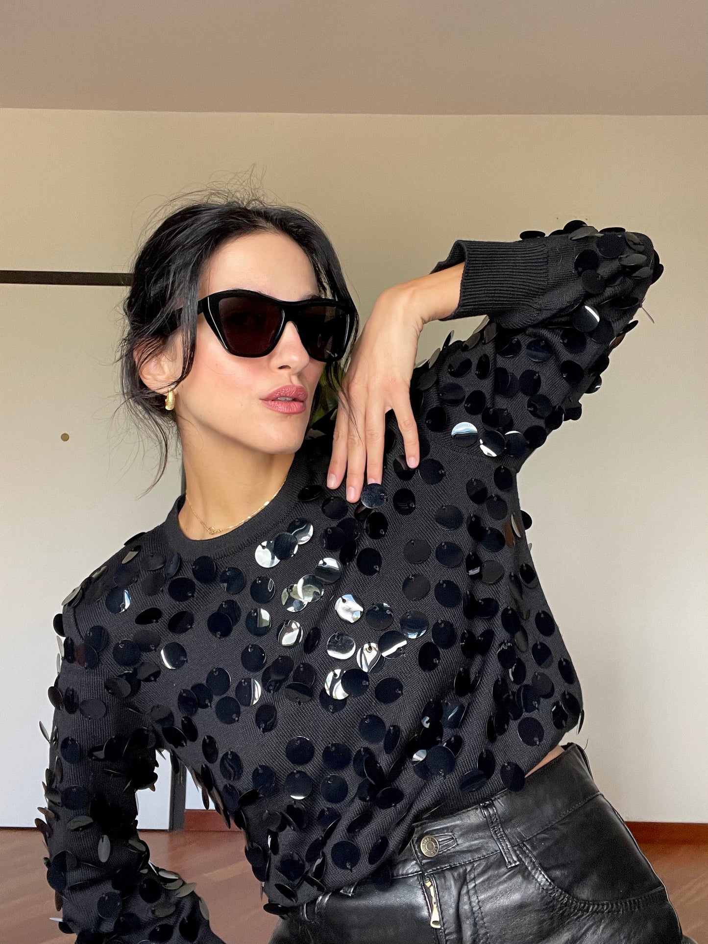 Big sequins wool sweater