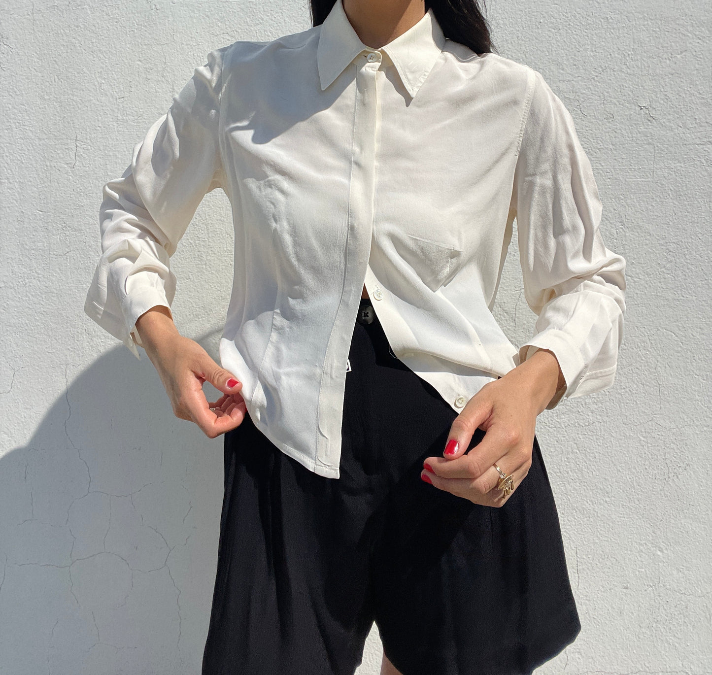 Pure silk cropped shirt