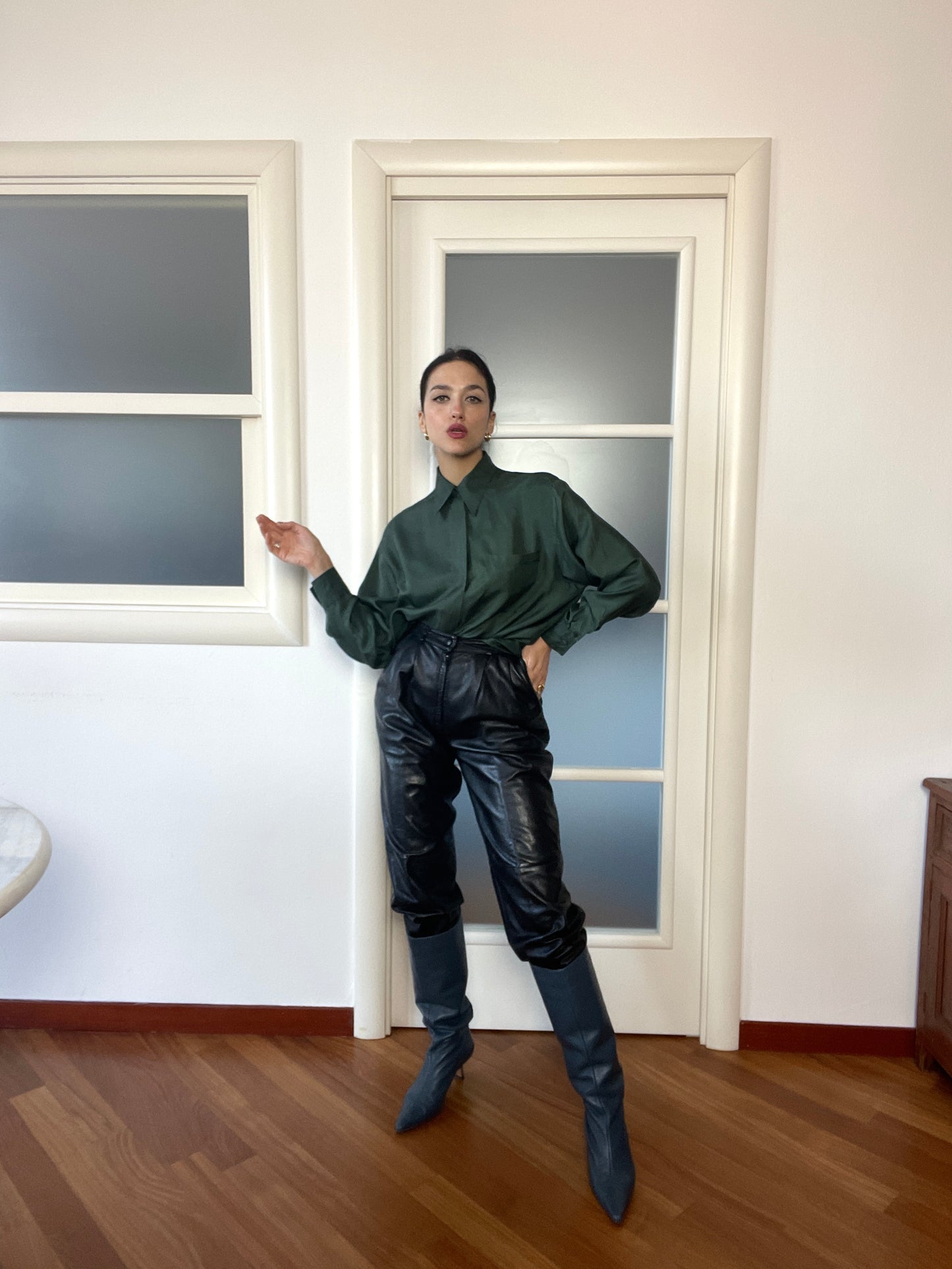 Dark green silk shirt