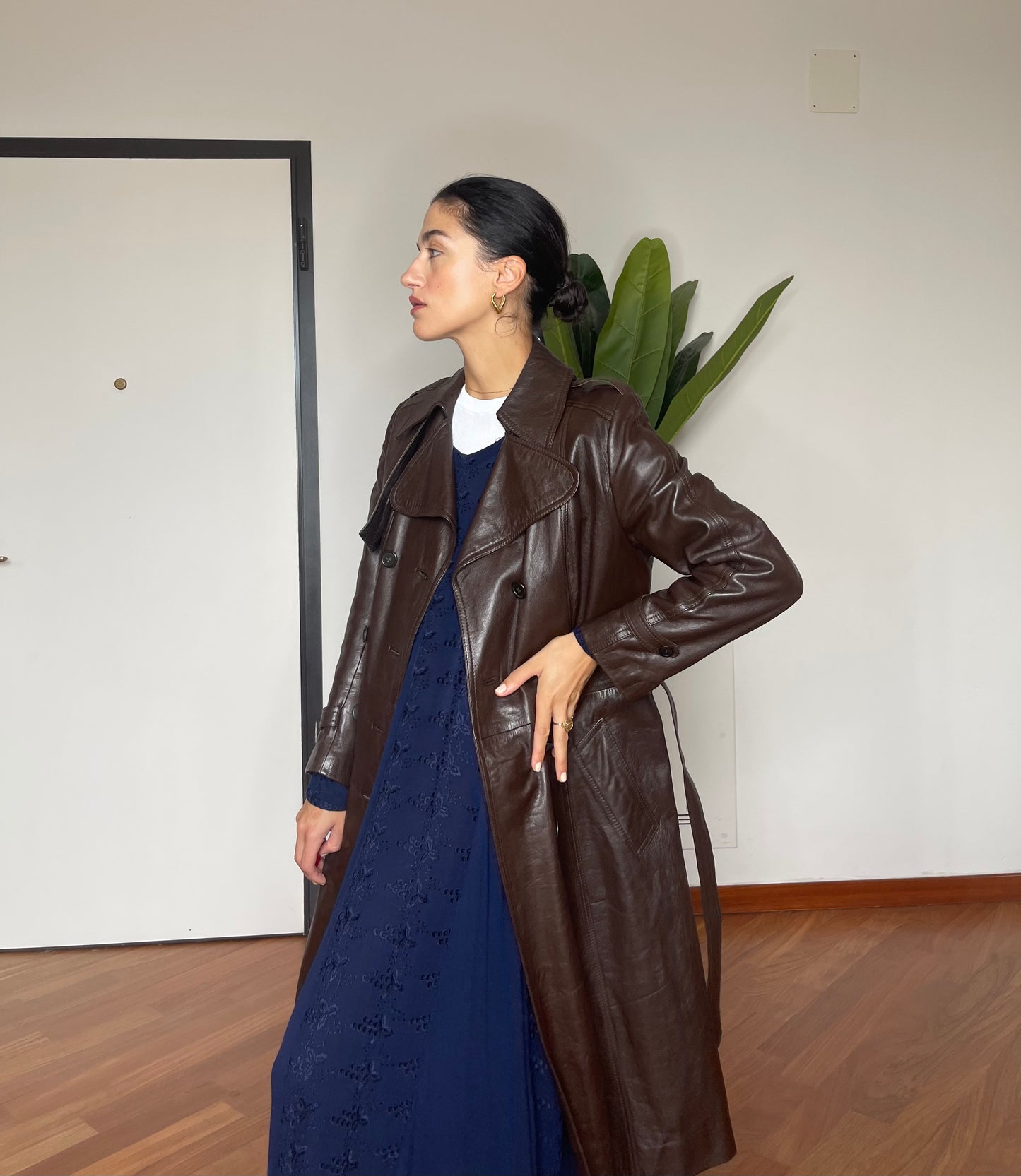 The brownie leather trench