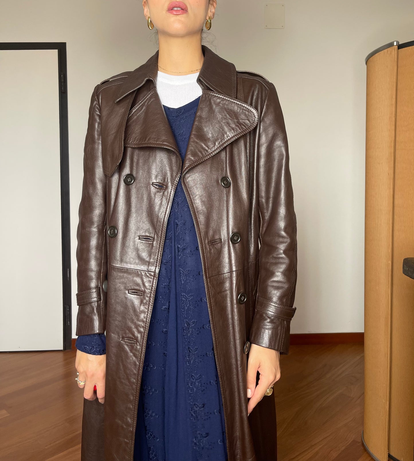 The brownie leather trench