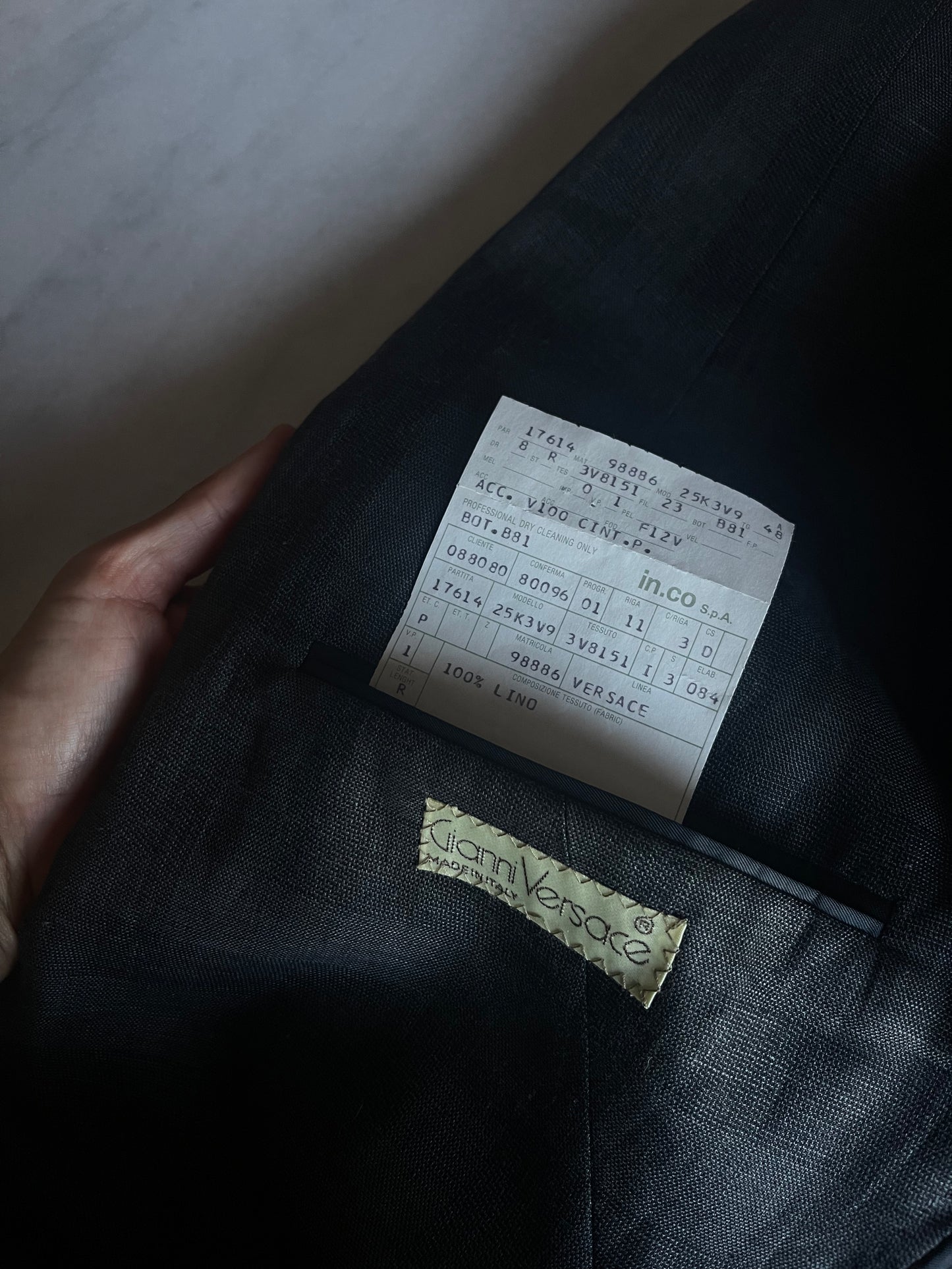 Gianni Versace precious linen suit