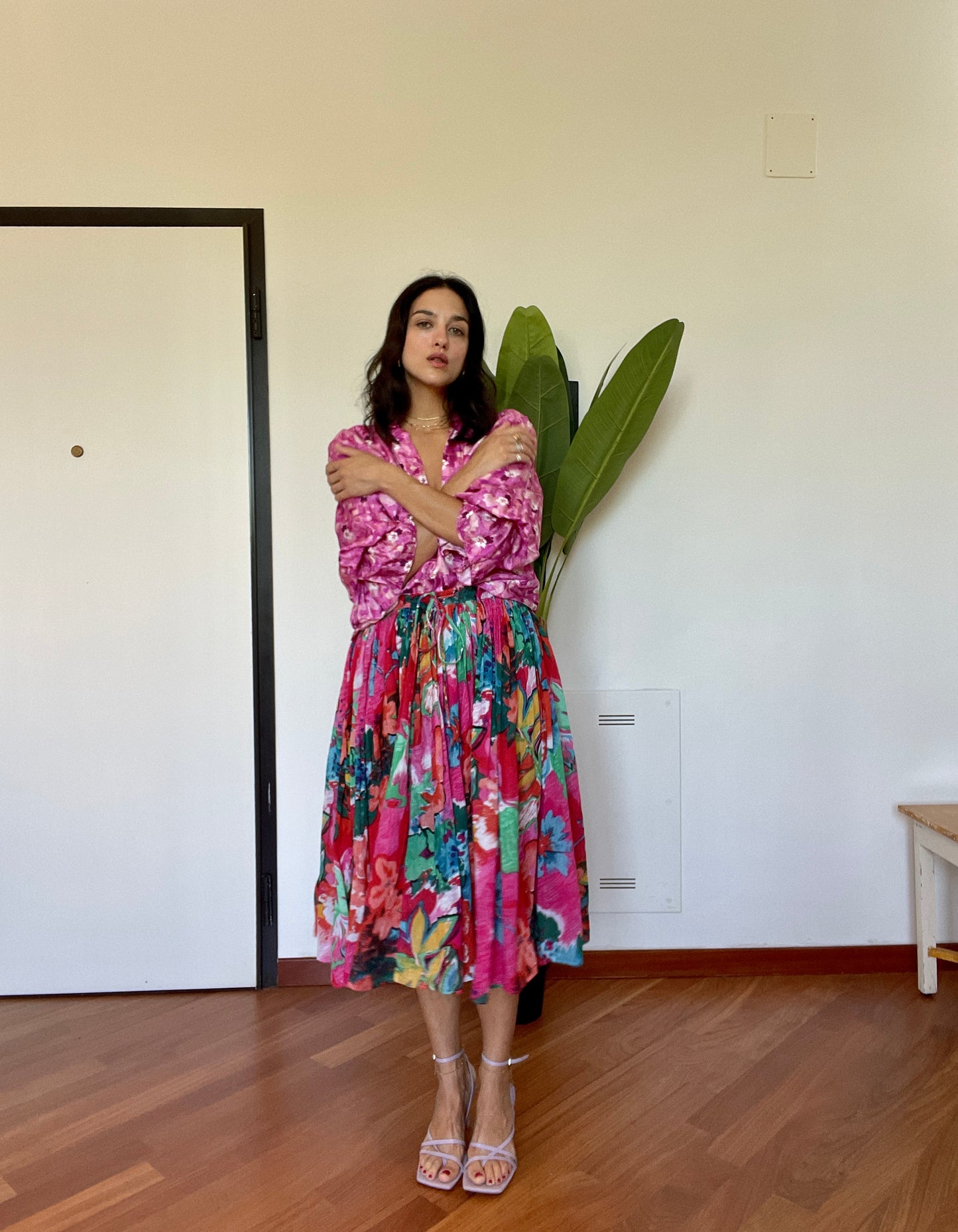 Cotton floral maxi skirt