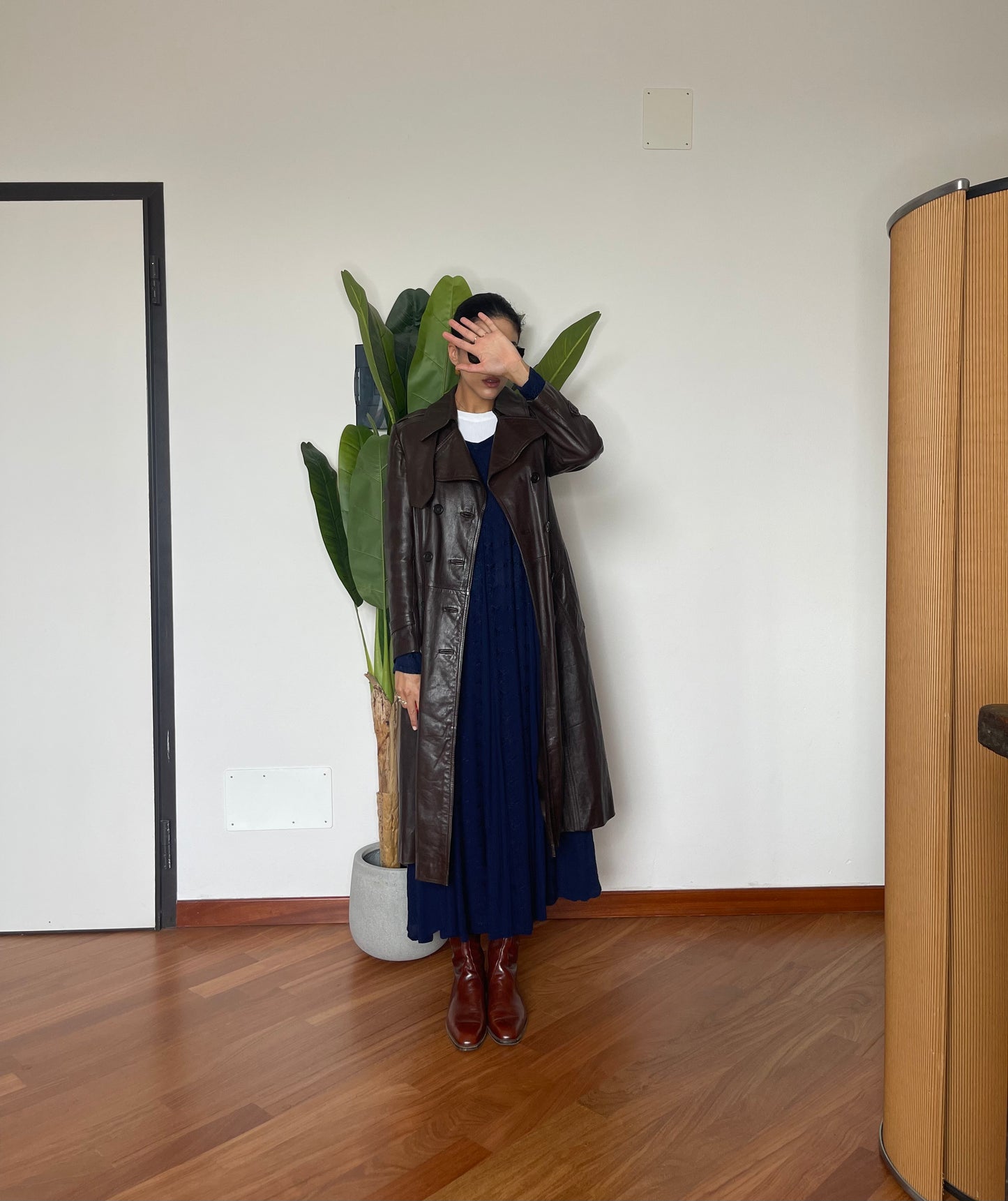 The brownie leather trench