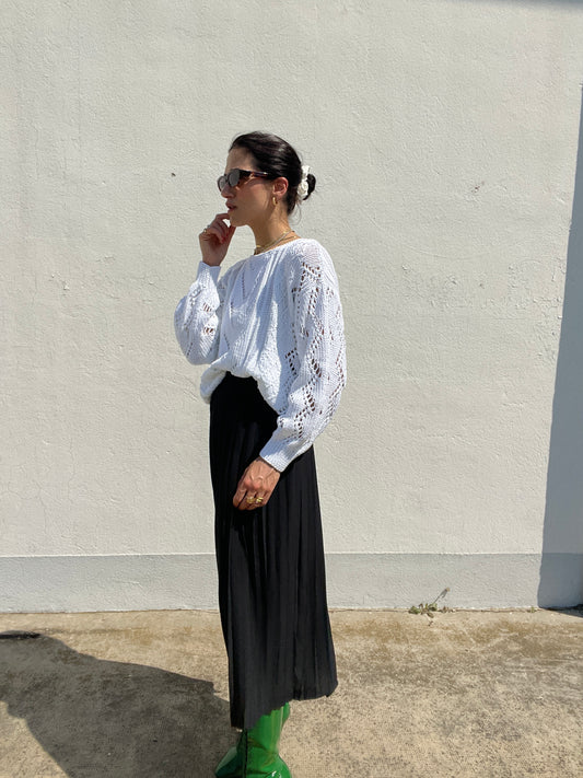 Pleated silk black skirt