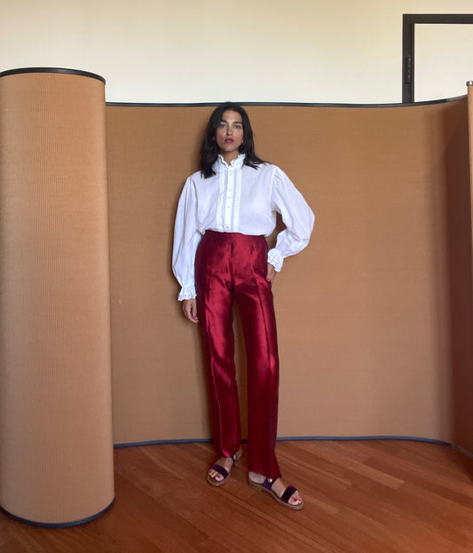 Silk burgundy pants