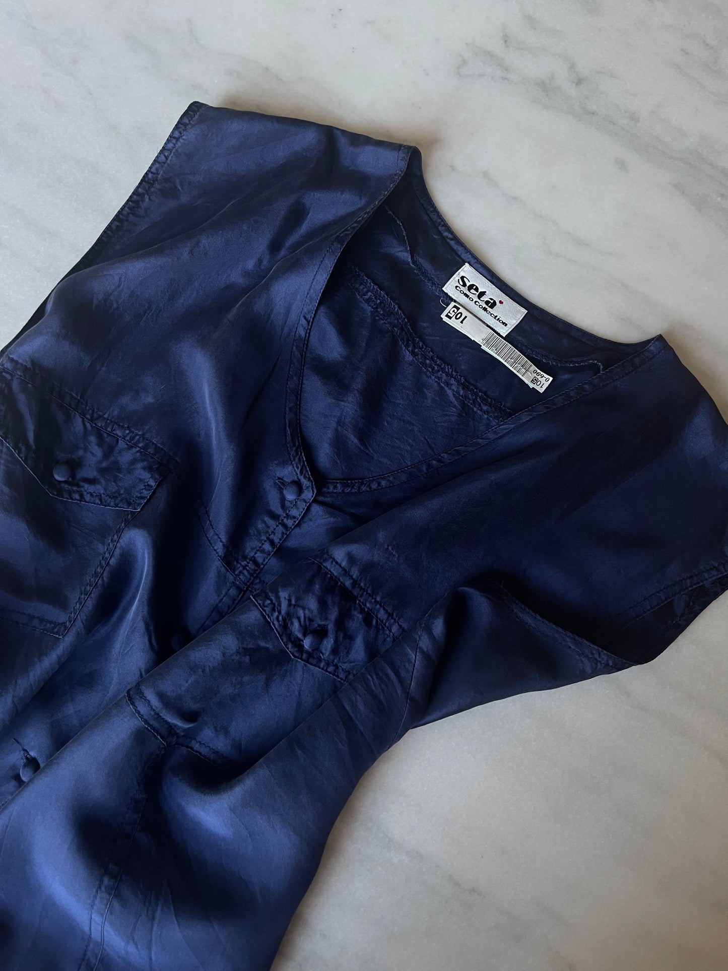 Deep blue silk blouse