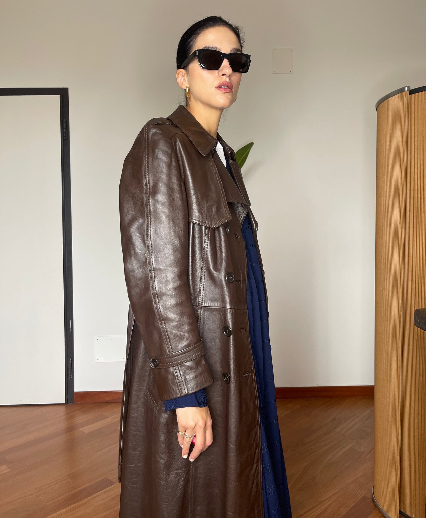 The brownie leather trench