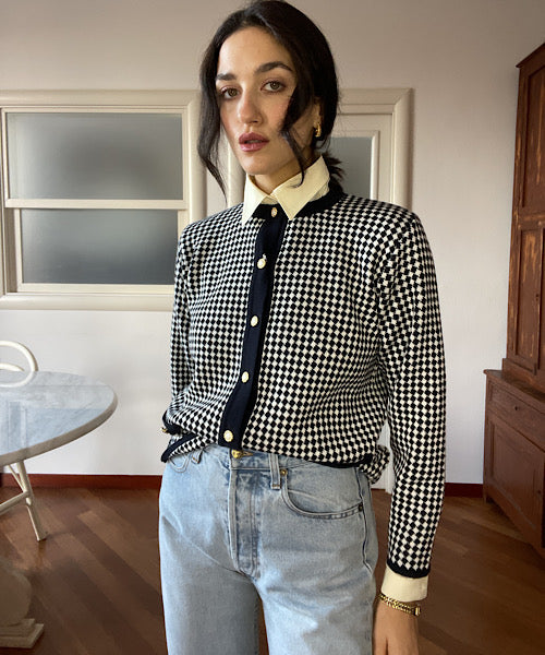 White & blue cardigan