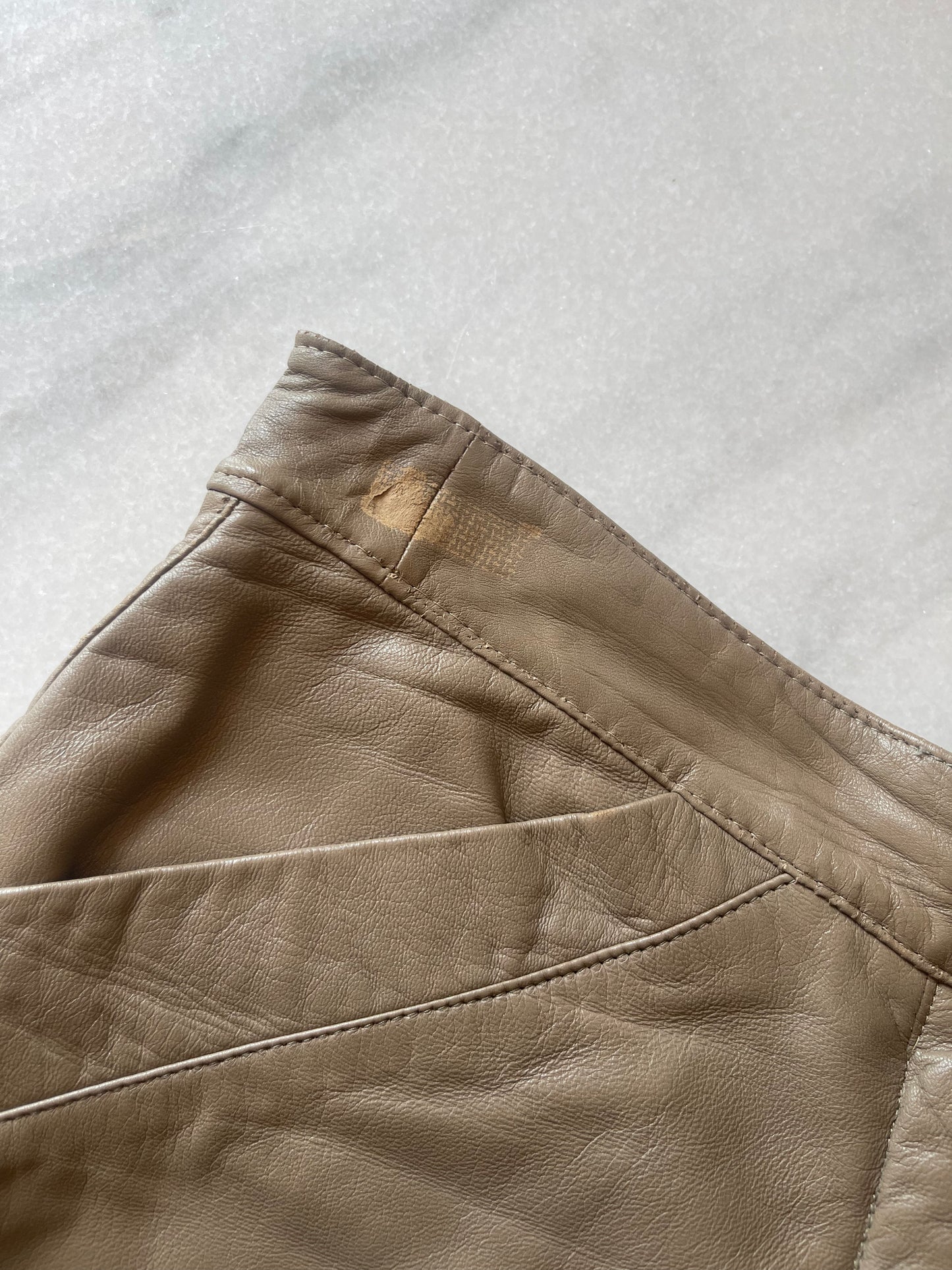 Sand leather pants