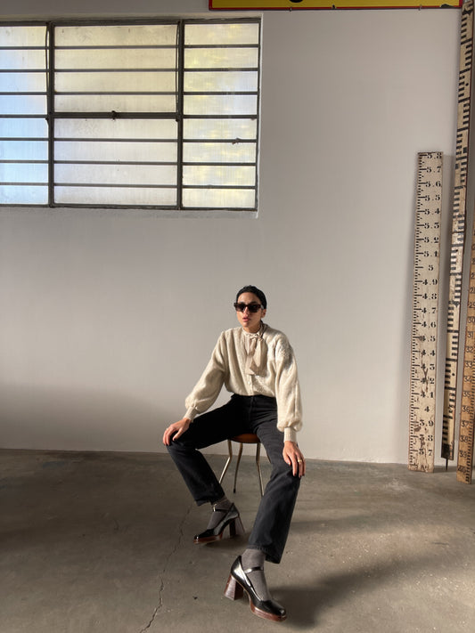 Snow silk & mohair cardigan