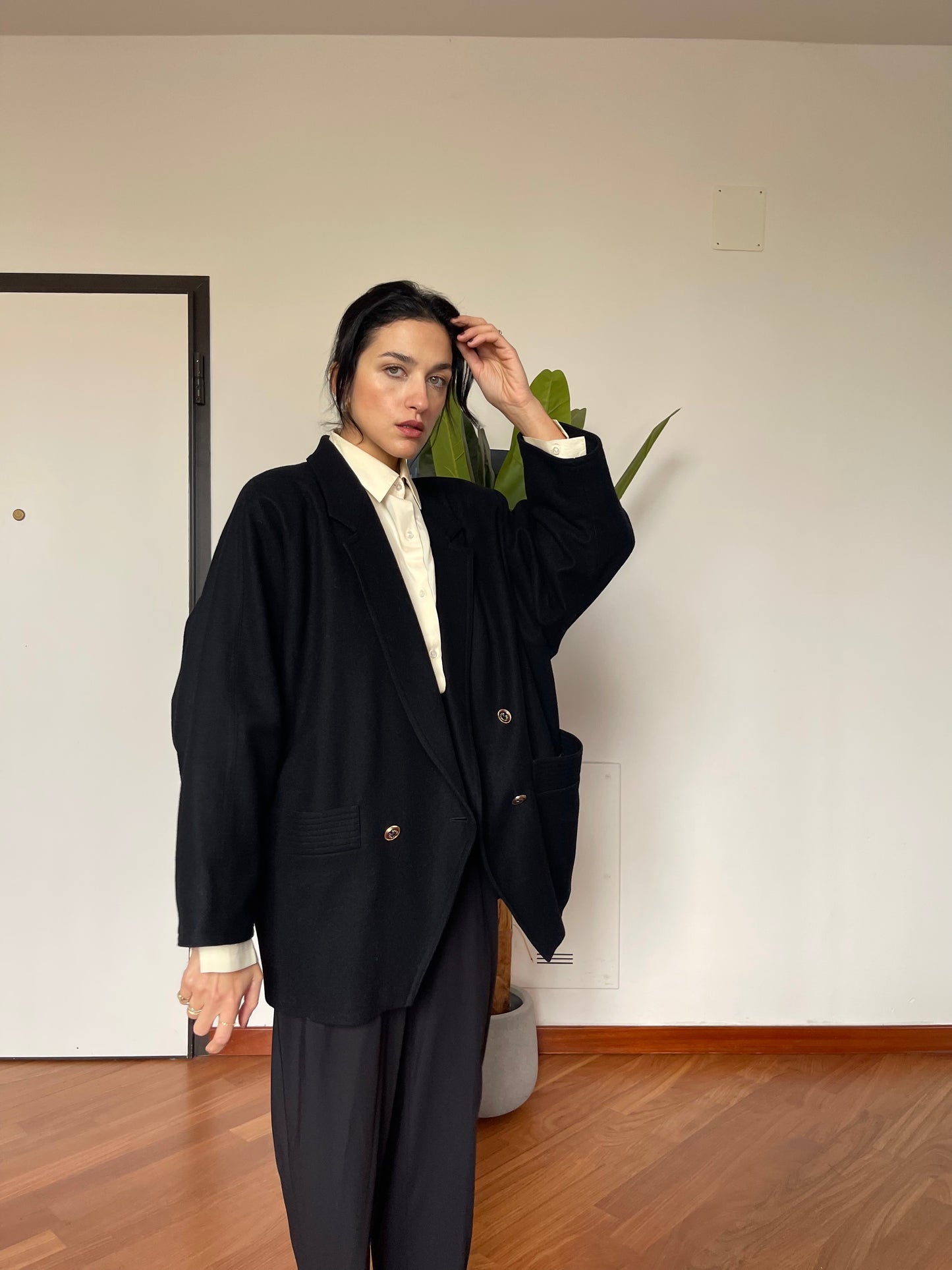 Max Mara black wool Caban