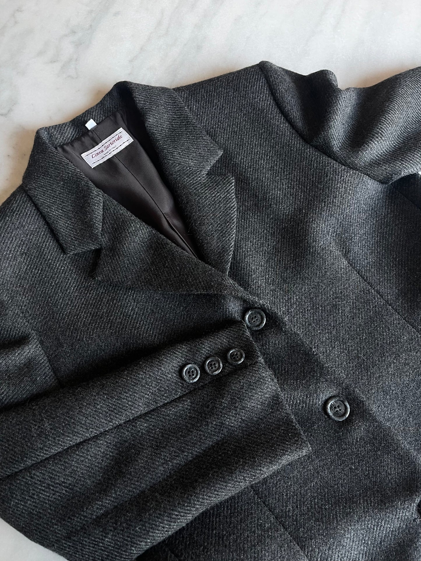 Dark grey herringbone blazer