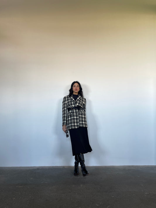 Black & white tartan blazer