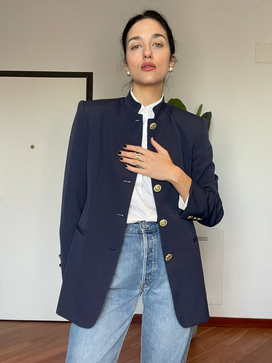Deep blue & gold blazer