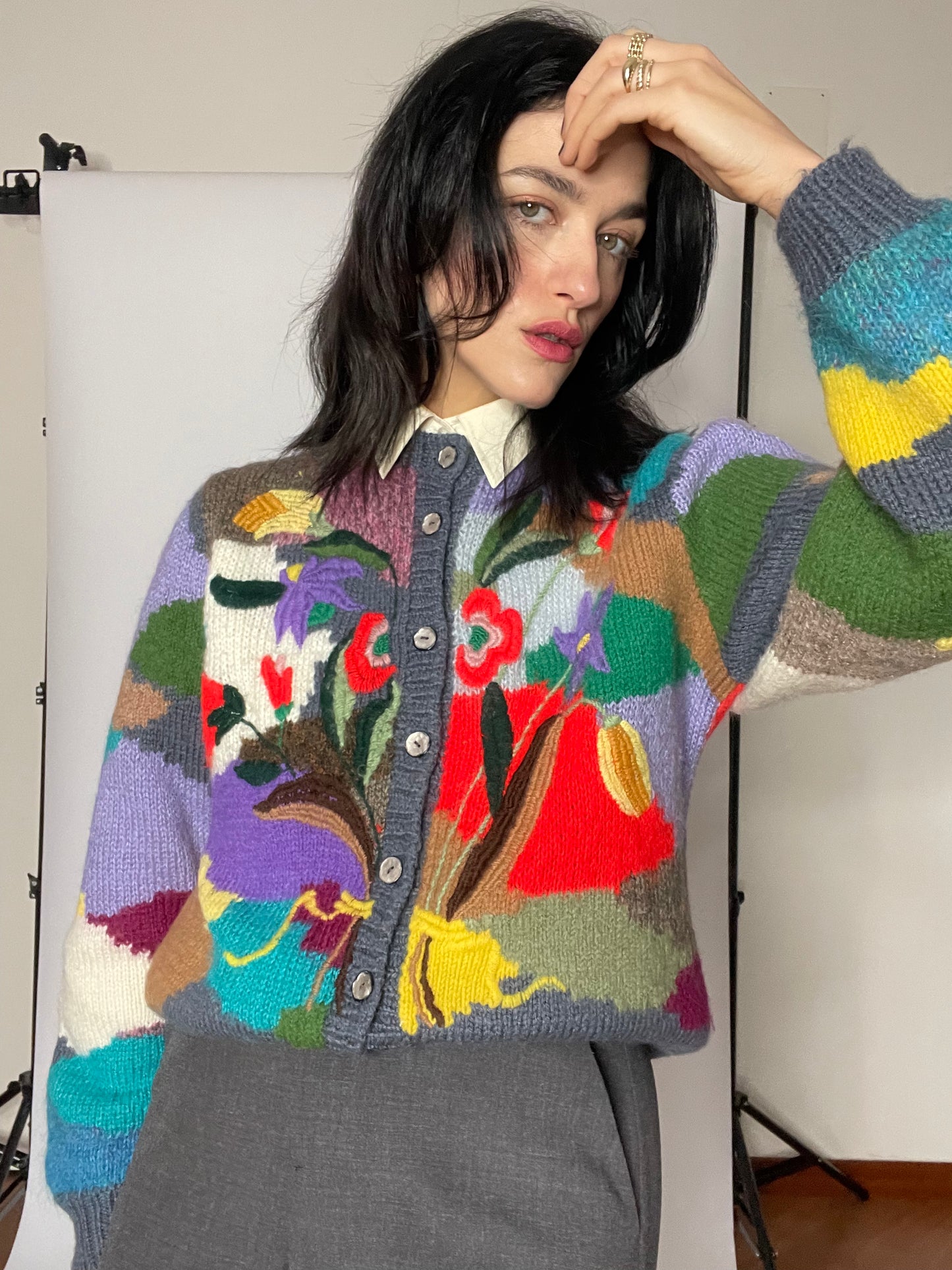 Handmade fun & cute wool cardigan