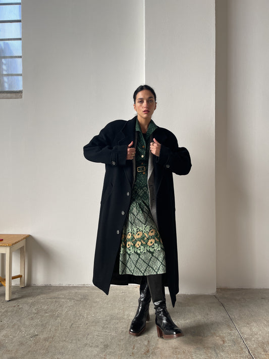 Oversized black wool coat