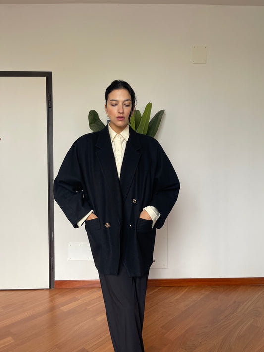 Max Mara black wool Caban