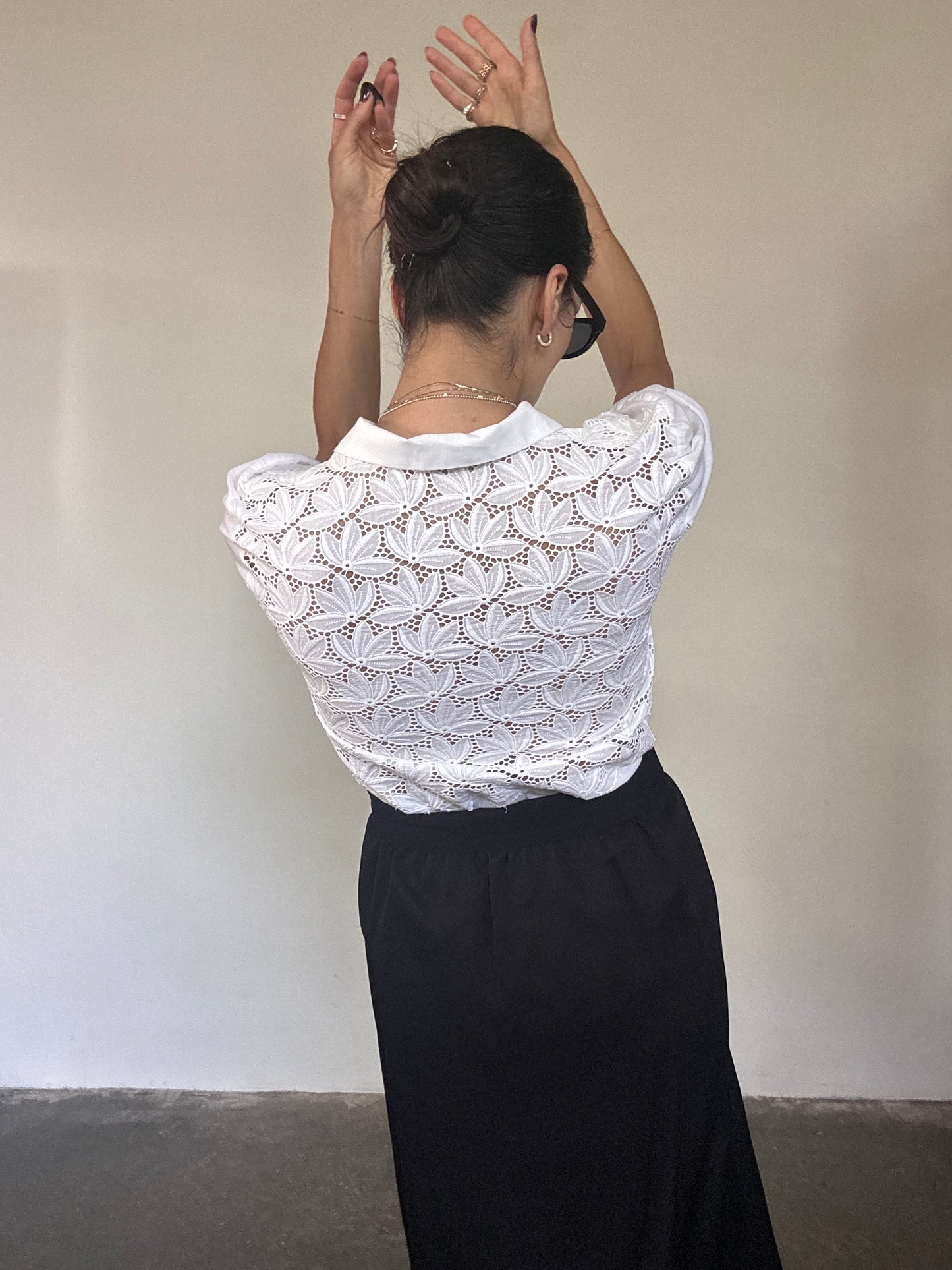 Embroidered white cotton shirt
