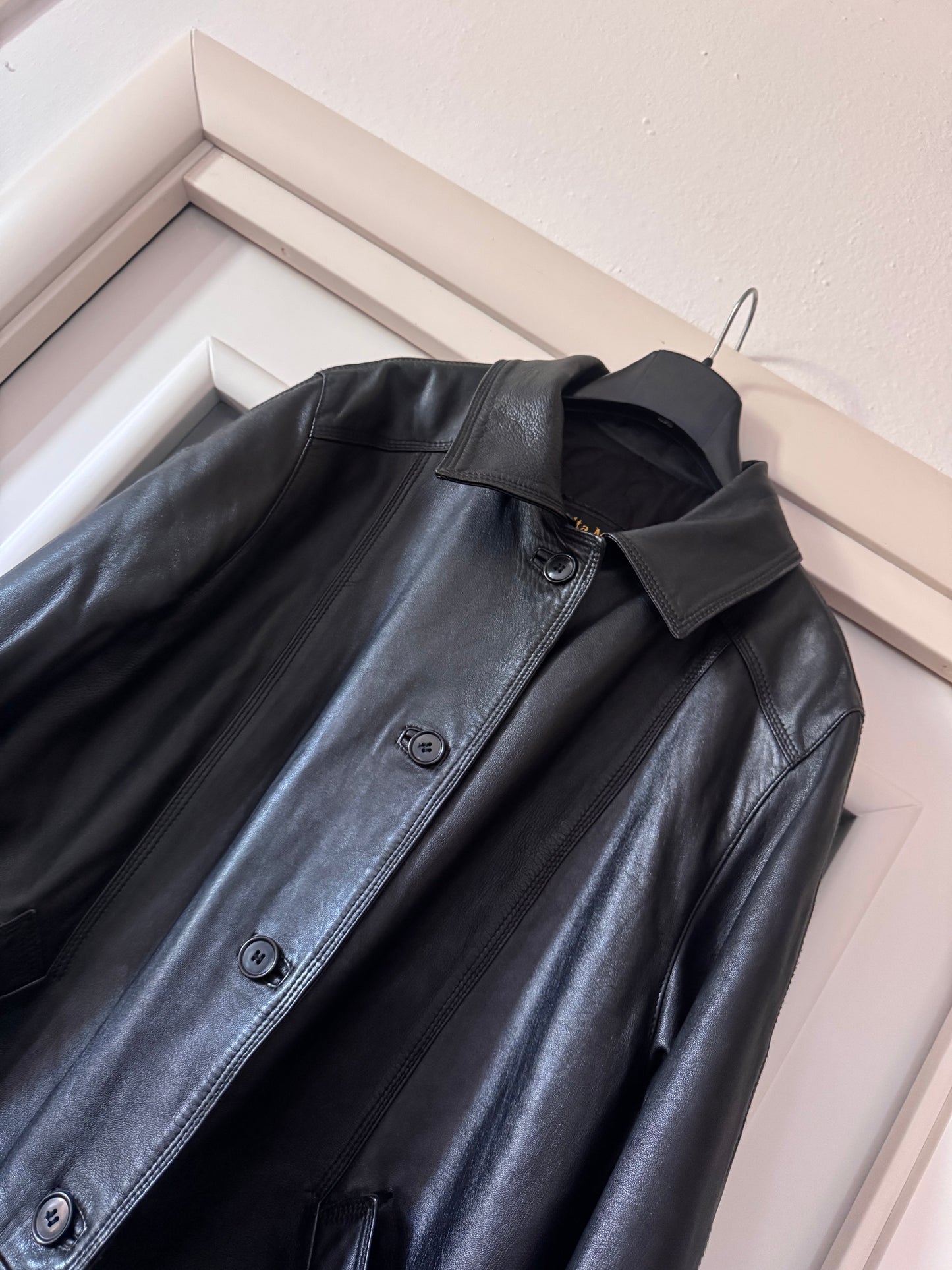 Black leather coat