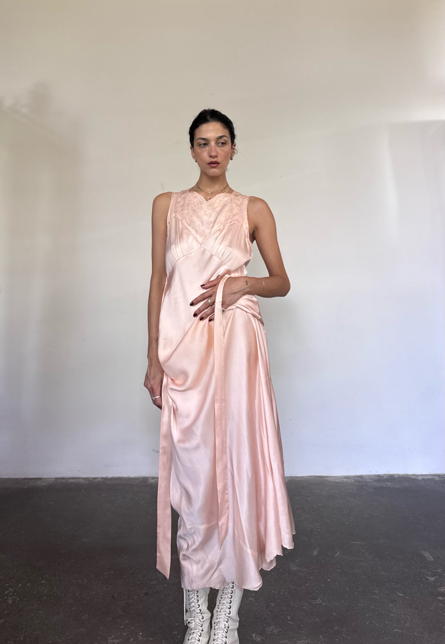 Antique pink silk nightgown