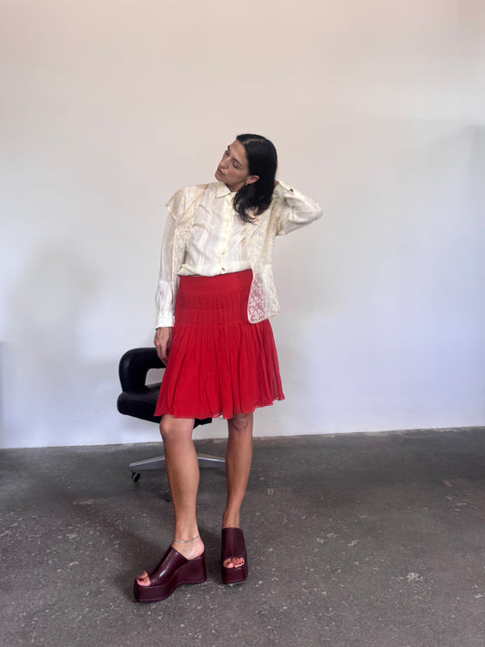 Coral Silk skirt