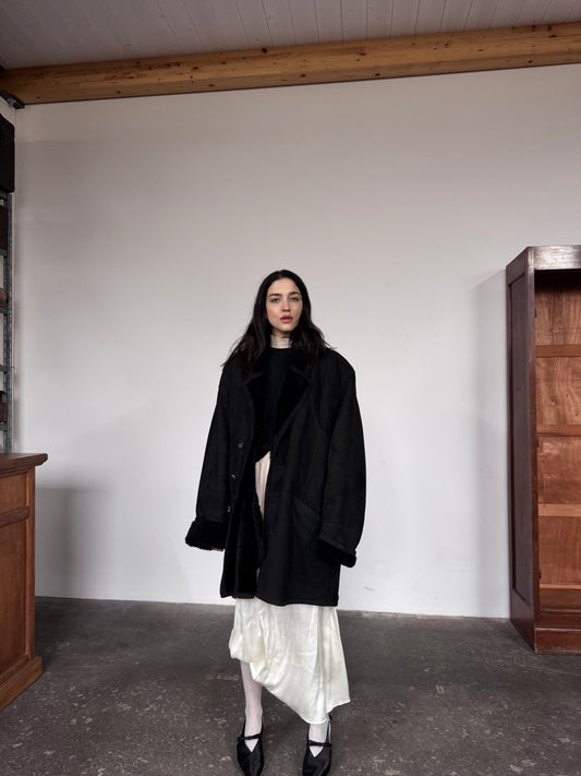 Black oversized original shearling
