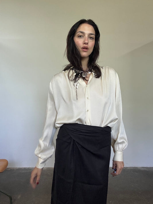 Ivory jacquard silk shirt