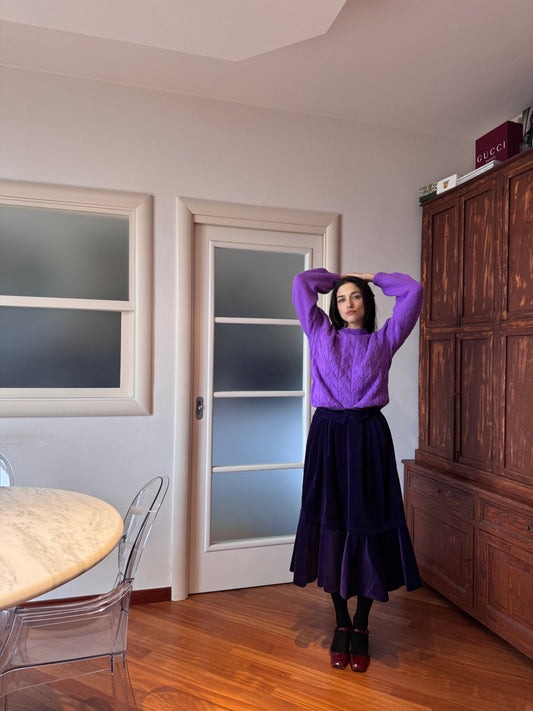 Purple velvet round skirt