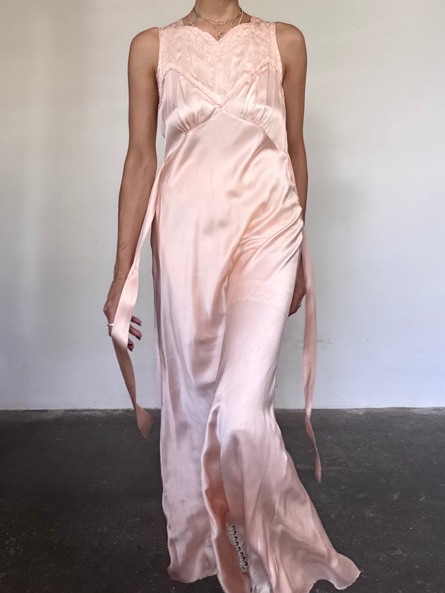 Antique pink silk nightgown