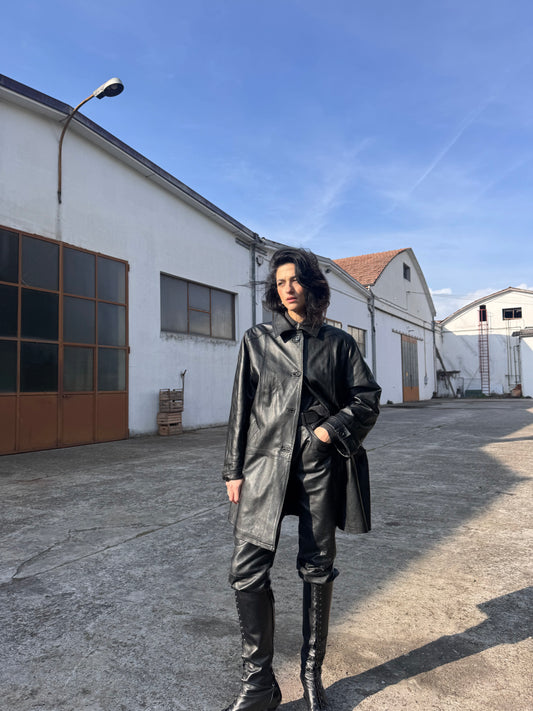 Black leather coat