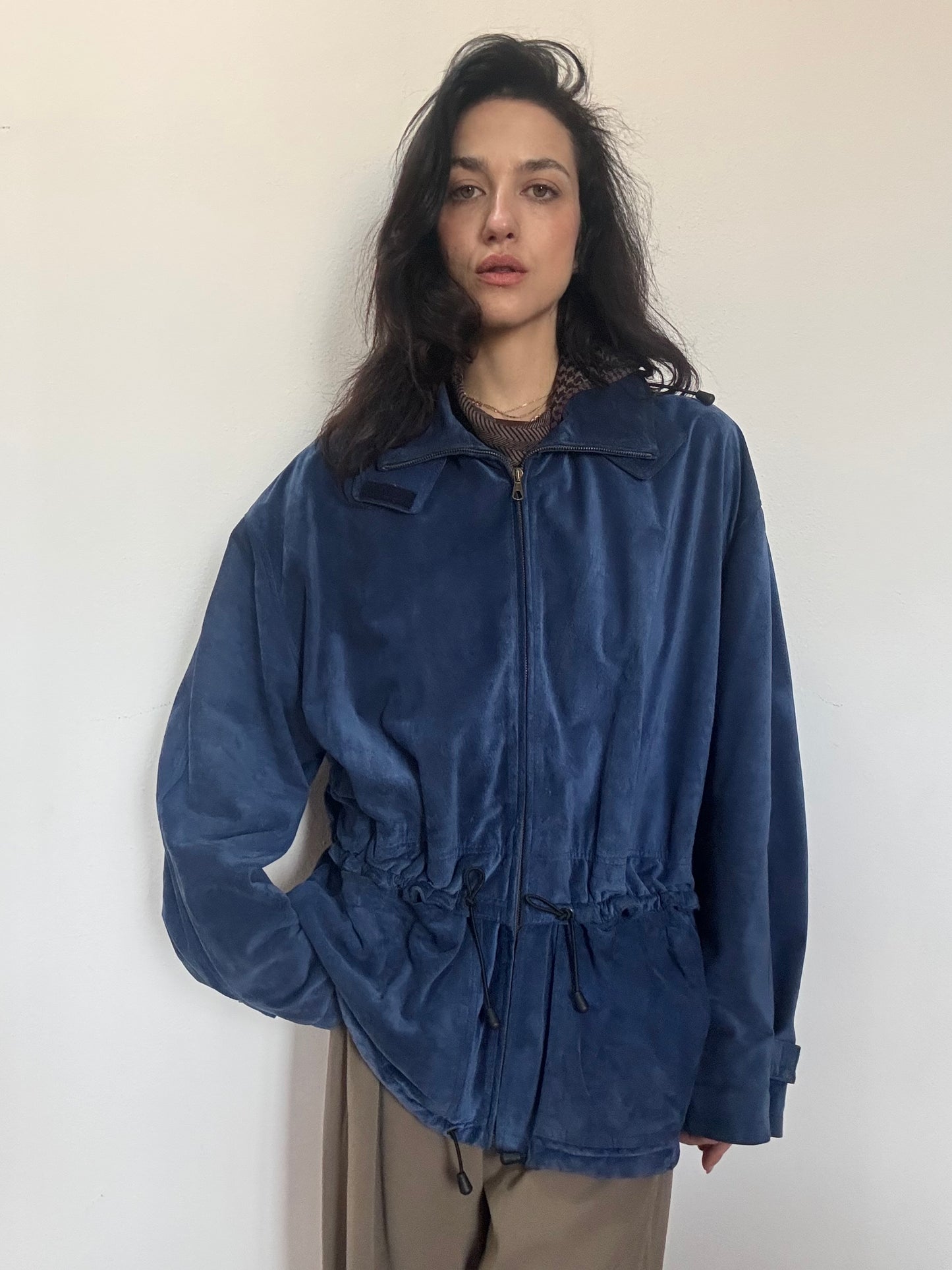Blue suede jacket