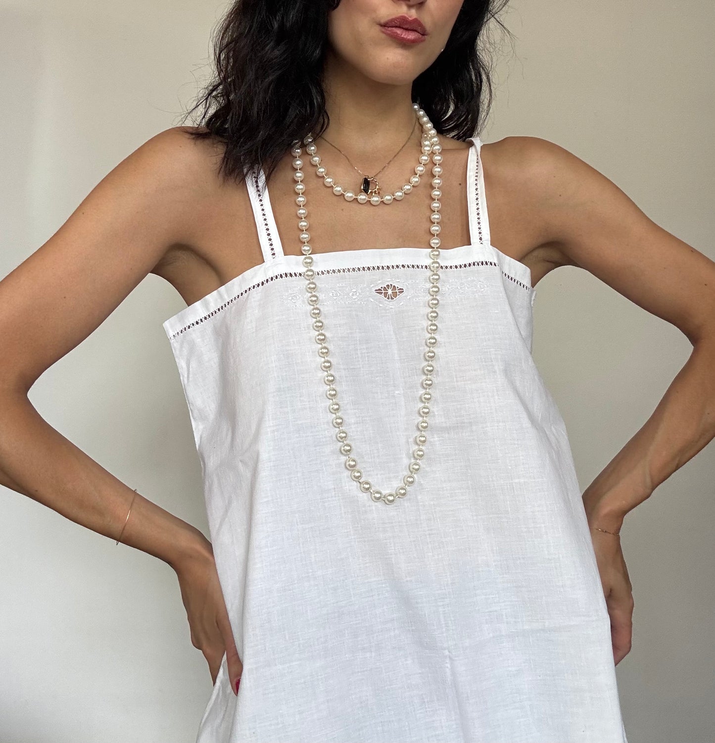 White handmade cotton dress