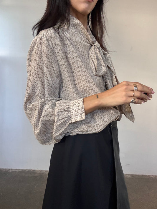 Bow silk shirt