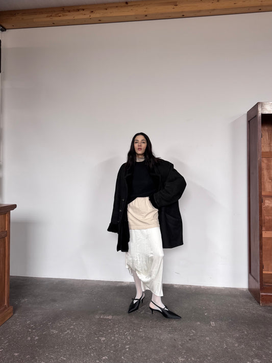 Black oversized original shearling