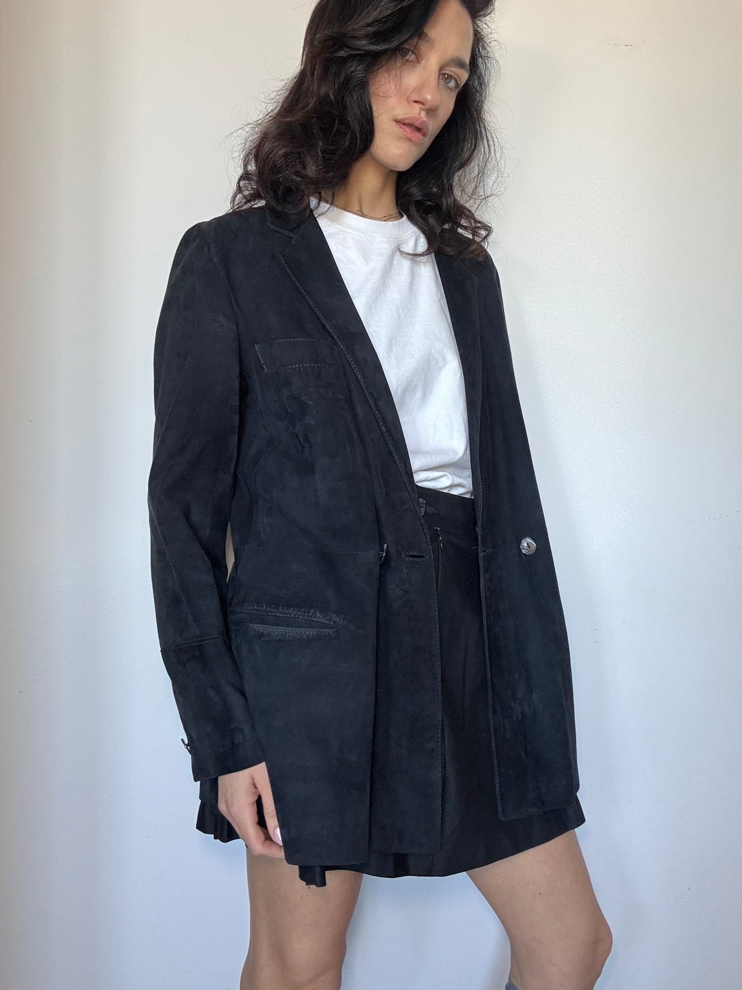 Deep blue suede blazer