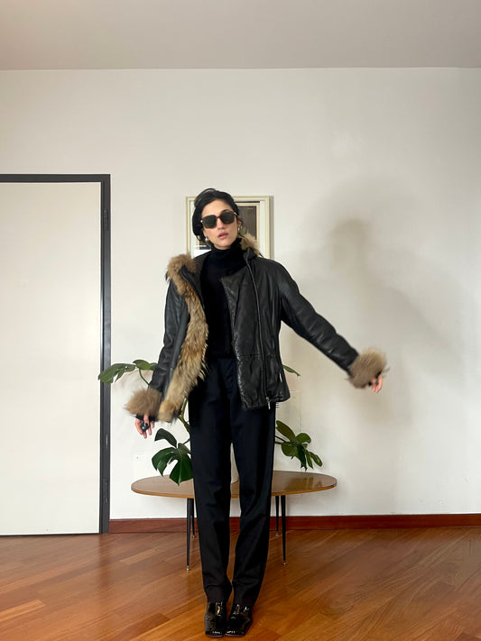 Post Card leather & fur jacket
